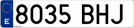 Ejemplo de matrícula de coche ordinaria 8035 BHJ