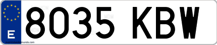 Ejemplo de matrícula de coche ordinaria 8035 KBW