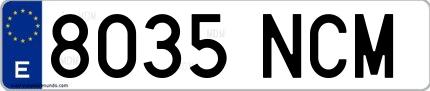 Ejemplo de matrícula española 8035 NCM