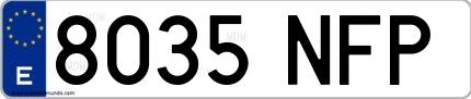 Ejemplo de matrícula española 8035 NFP