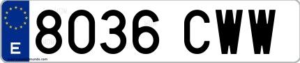 Ejemplo de matrícula española 8036 CWW