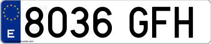 Ejemplo de matrícula española 8036 GFH