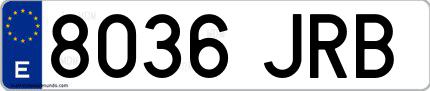 Ejemplo de matrícula española 8036 JRB