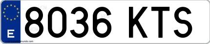Ejemplo de matrícula española 8036 KTS