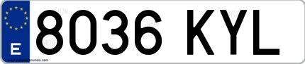 Ejemplo de matrícula española 8036 KYL