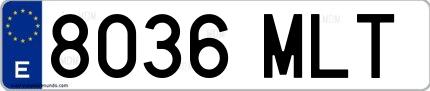 Ejemplo de matrícula española 8036 MLT