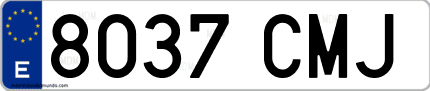 Ejemplo de matrícula de coche ordinaria 8037 CMJ