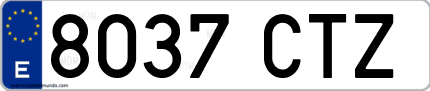 Ejemplo de matrícula de coche ordinaria 8037 CTZ