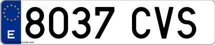 Ejemplo de matrícula de coche ordinaria 8037 CVS