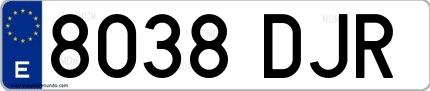 Ejemplo de matrícula española 8038 DJR