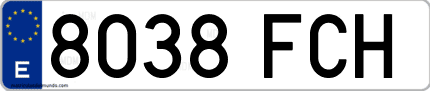 Ejemplo de matrícula de coche ordinaria 8038 FCH