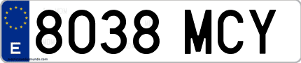 Ejemplo de matrícula de coche ordinaria 8038 MCY