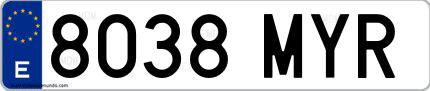 Ejemplo de matrícula española 8038 MYR