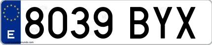 Ejemplo de matrícula española 8039 BYX