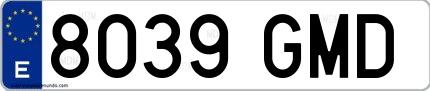 Ejemplo de matrícula española 8039 GMD