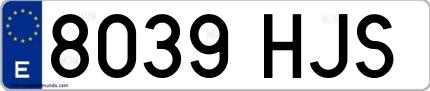 Ejemplo de matrícula de coche ordinaria 8039 HJS