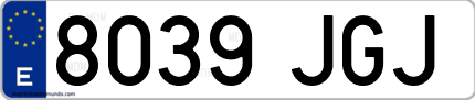 Ejemplo de matrícula de coche ordinaria 8039 JGJ