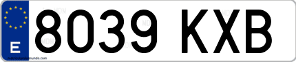 Ejemplo de matrícula de coche ordinaria 8039 KXB