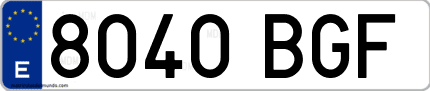 Ejemplo de matrícula de coche ordinaria 8040 BGF