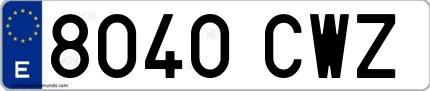 Ejemplo de matrícula española 8040 CWZ