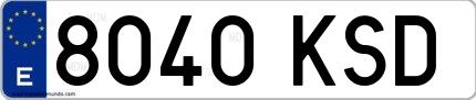 Ejemplo de matrícula española 8040 KSD