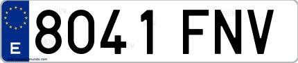 Ejemplo de matrícula española 8041 FNV