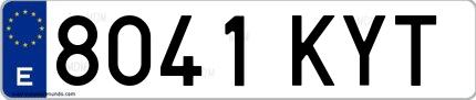 Ejemplo de matrícula española 8041 KYT