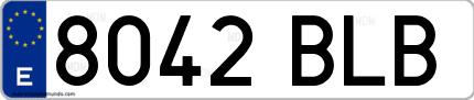 Ejemplo de matrícula de coche ordinaria 8042 BLB