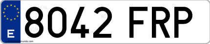 Ejemplo de matrícula de coche ordinaria 8042 FRP