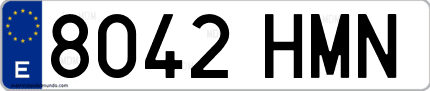 Ejemplo de matrícula de coche ordinaria 8042 HMN