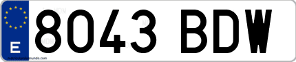 Ejemplo de matrícula de coche ordinaria 8043 BDW