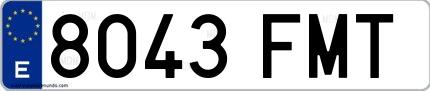 Ejemplo de matrícula de coche ordinaria 8043 FMT