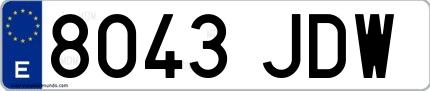 Ejemplo de matrícula española 8043 JDW