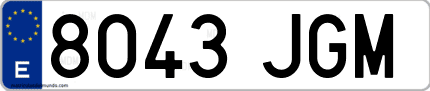 Ejemplo de matrícula de coche ordinaria 8043 JGM