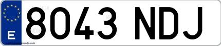 Ejemplo de matrícula española 8043 NDJ