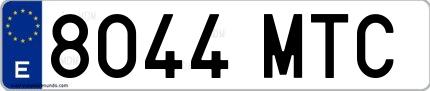 Ejemplo de matrícula española 8044 MTC