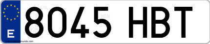 Ejemplo de matrícula de coche ordinaria 8045 HBT