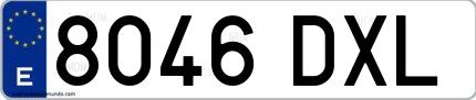 Ejemplo de matrícula española 8046 DXL