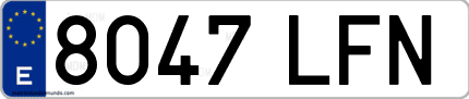 Ejemplo de matrícula de coche ordinaria 8047 LFN