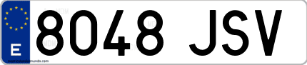 Ejemplo de matrícula de coche ordinaria 8048 JSV