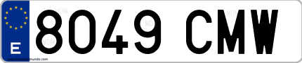 Ejemplo de matrícula de coche ordinaria 8049 CMW