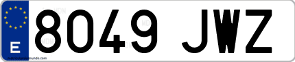 Ejemplo de matrícula de coche ordinaria 8049 JWZ