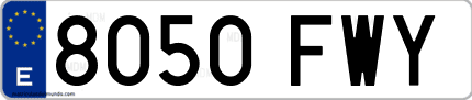 Ejemplo de matrícula de coche ordinaria 8050 FWY