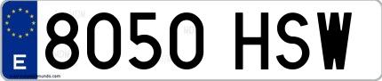 Ejemplo de matrícula española 8050 HSW