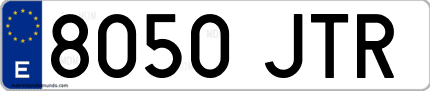 Ejemplo de matrícula de coche ordinaria 8050 JTR