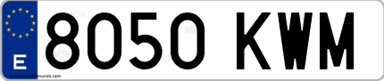 Ejemplo de matrícula de coche ordinaria 8050 KWM