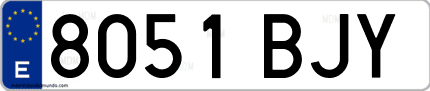 Ejemplo de matrícula de coche ordinaria 8051 BJY