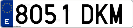 Ejemplo de matrícula de coche ordinaria 8051 DKM