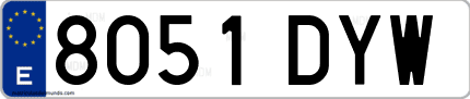 Ejemplo de matrícula de coche ordinaria 8051 DYW