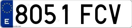 Ejemplo de matrícula española 8051 FCV